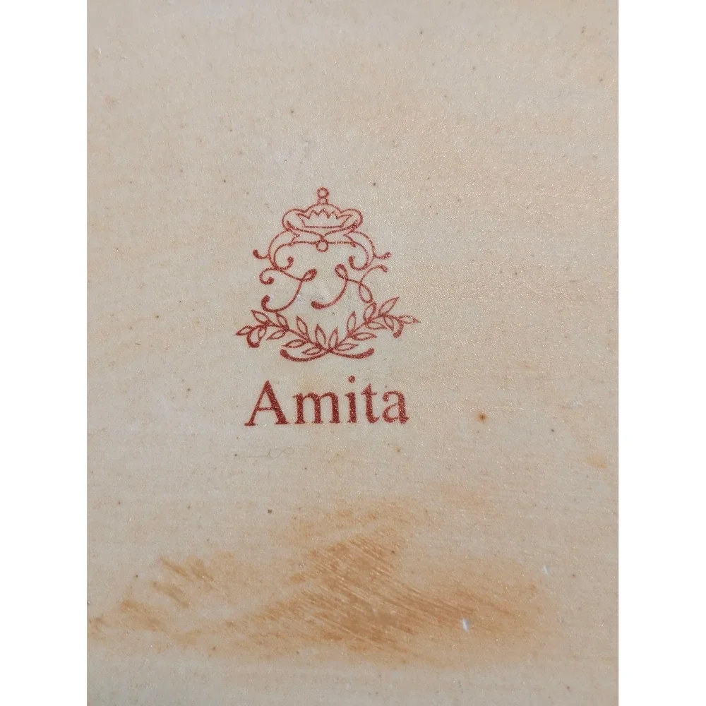 Amita Japanese Satsuma Style Rectangular Porcelain Tray Crackle Glass Floral